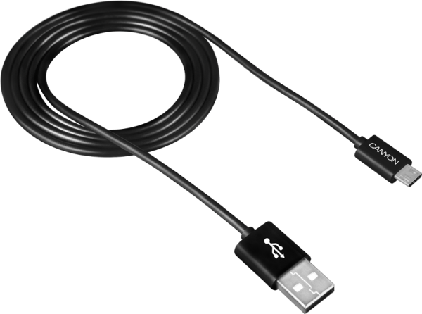 Кабель Canyon Micro-USB CNE-USBM1B, черный кабель cactus usb micro usb 1м белый cs usb a usb micro 1