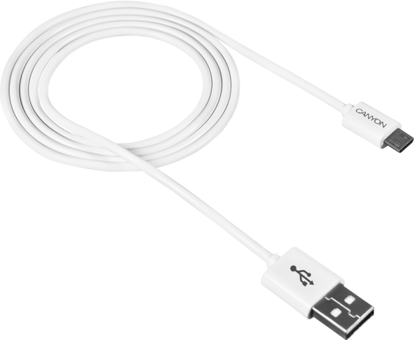 Кабель Canyon Micro-USB CNE-USBM1W, белый кабель ugreen us290 60151 usb 2 0 a to micro usb cable nickel plating alu braid 1 м серебристый