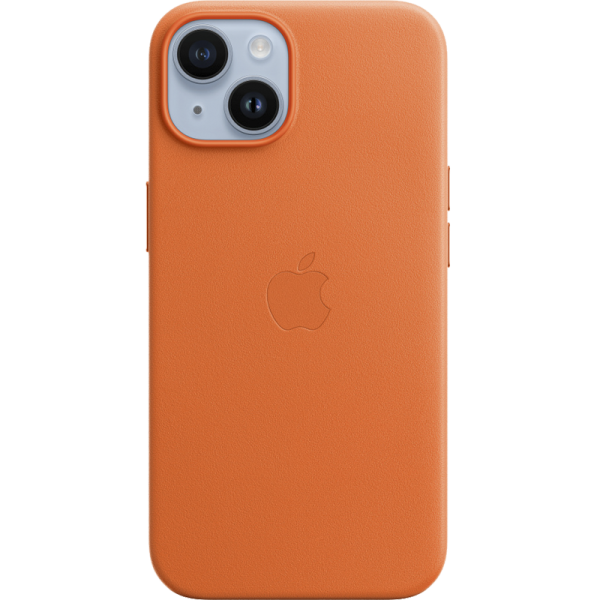 Чехол-крышка Apple MagSafe для iPhone 14, кожа, оранжевый (MPP83)