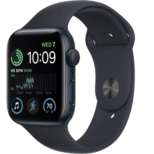 Умные часы  Apple Watch SE2, 44 мм, Sport band, Midnight Aluminium (MNK03) смарт часы apple watch series 9 a2978 41мм oled корп серебристый sport band рем синий разм брасл 130 180мм mr903ll a