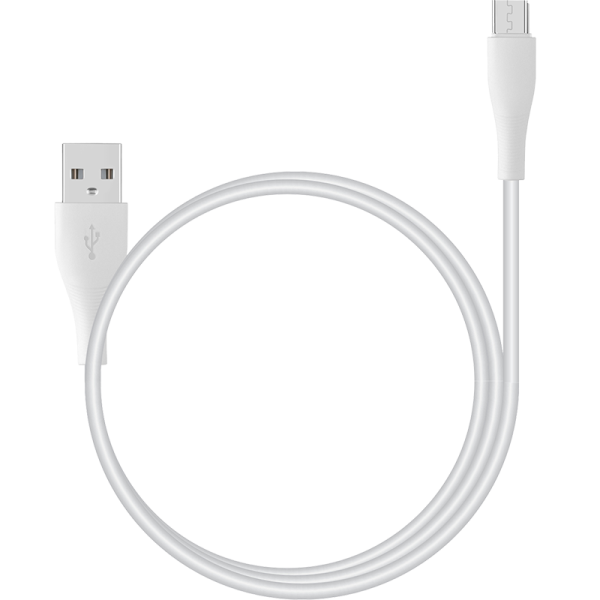 Кабель Stellarway USB A/Micro USB, 2,4А, 1м, нейлоновый, белый кабель canyon micro usb cne usbm1w белый